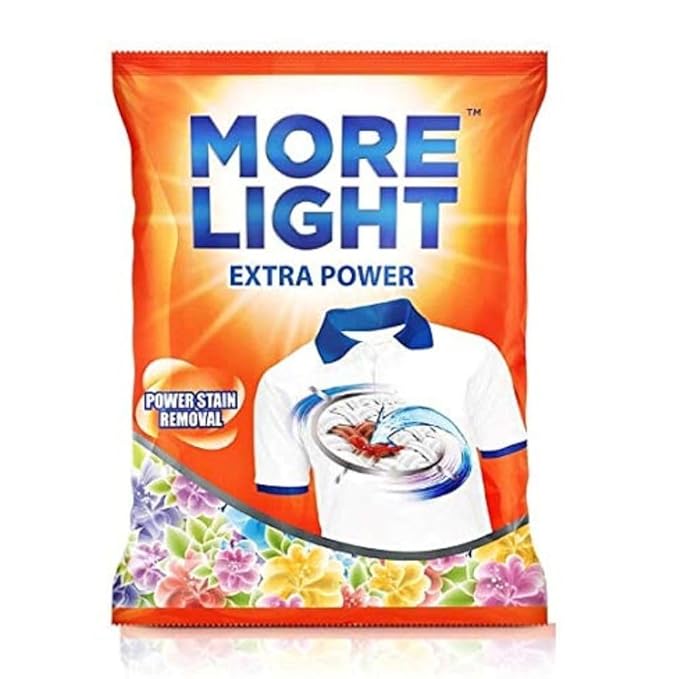 More Light Extra Power Detergent Powder 4kg with Enzymatic Action Removes Tough Stain | Laundry Detergent Powder with Refreshing Fragrance for Tough Stain
