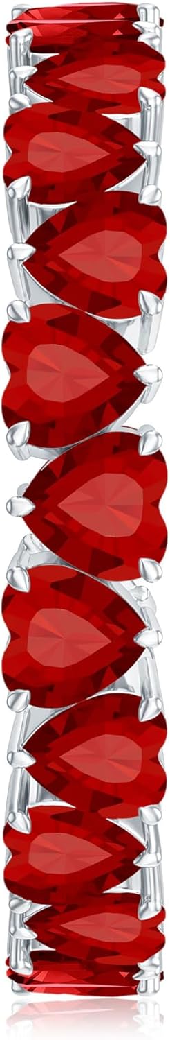 Certified Lab Grown Ruby Eternity Band For Women, Aaaa Quality, Ruby Heart Wedding Ring - Valentines Day Gifts