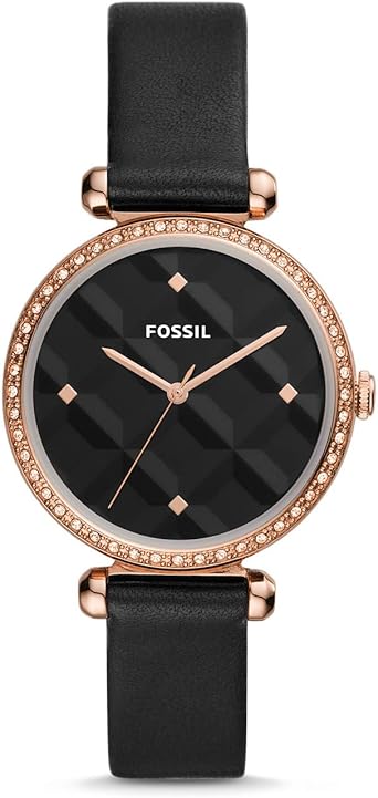 Fossil Tillie BQ3550 Montre à Trois Aiguilles en Cuir Noir : Amazon.fr:  Montres