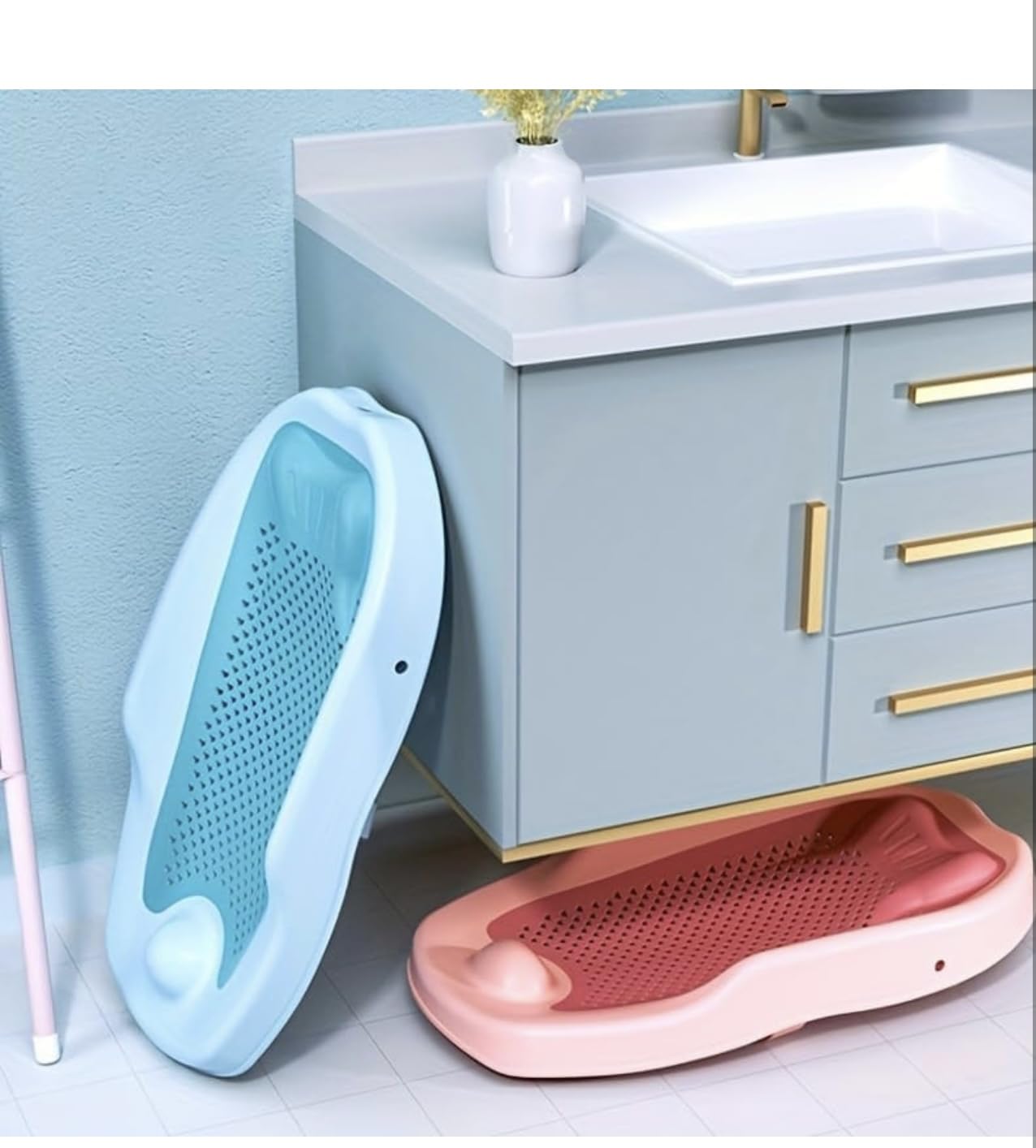 RICHTOTS Premium Folding Baby Bath Tub for Newborn Babies Bather Anti Slip Silicone 0-4 Months Support Baby Bath Chair (Baby Bath Chair Blue) - Image 8 thumbnail