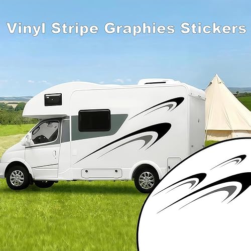 Miniatura 2 de Calcomanías de vinilo grandes, calcomanías de cuerpo de automóvil, calcomanías gráficas de rayas de vinilo para cámper, caravana, remolque,