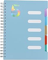 Vista 12 de Cuaderno de 5 asignaturas, 1 pieza en azul oscuro de 10 pulgadas x 7 pulgadas B5 en espiral con cubierta de plástico impermeable y suave, 300