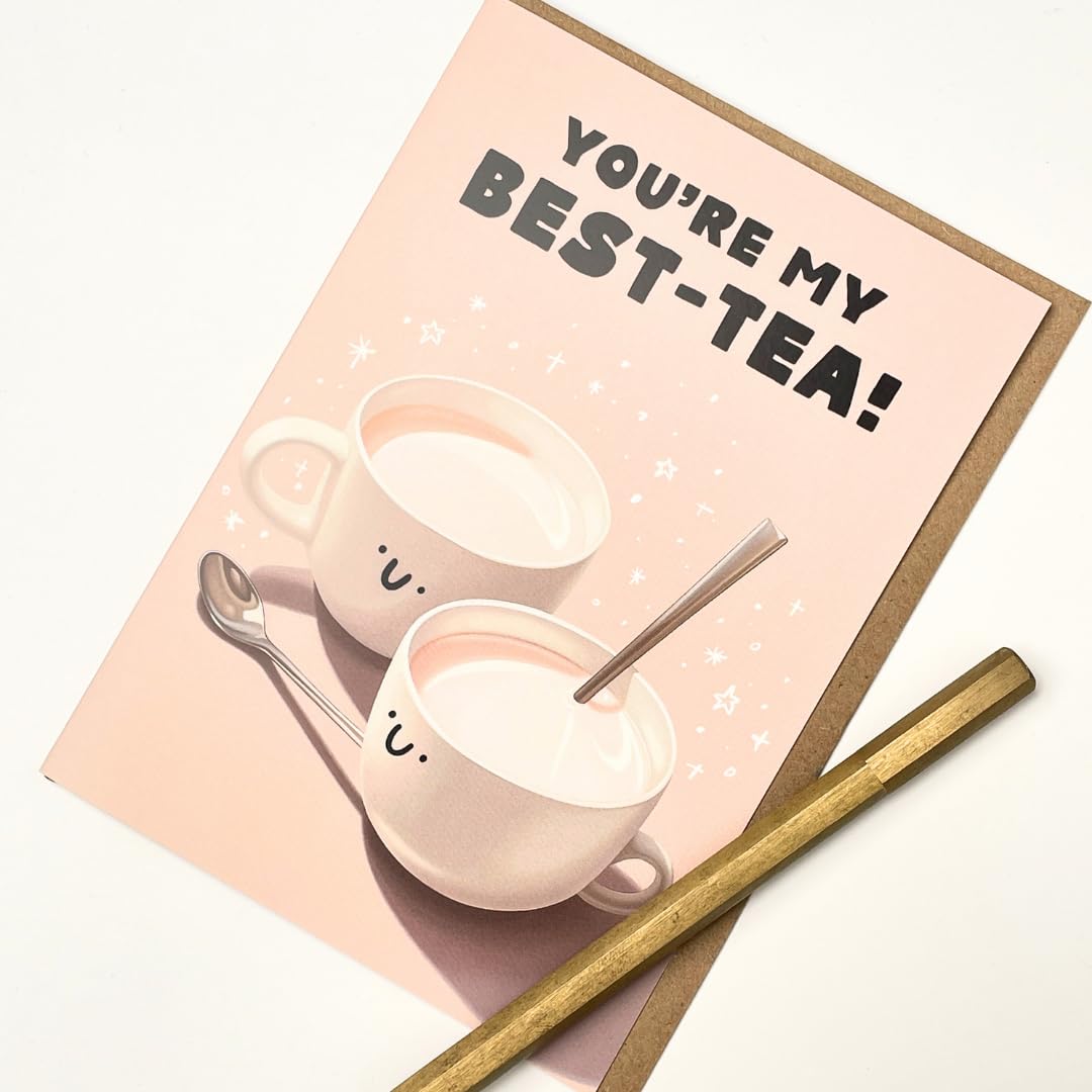 Old English Co. Sweet Birthday Card For Female Friends - Cake & Teapot Design, Blank Inside