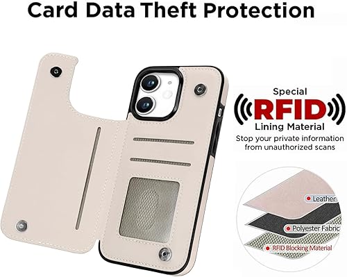 Miniatura 10 de uCOLOR Funda de piel con tapa para iPhone 11 de 6.1 pulgadas, funda protectora para niñas con tarjetero y soporte, diseño de mármol de oro rosa