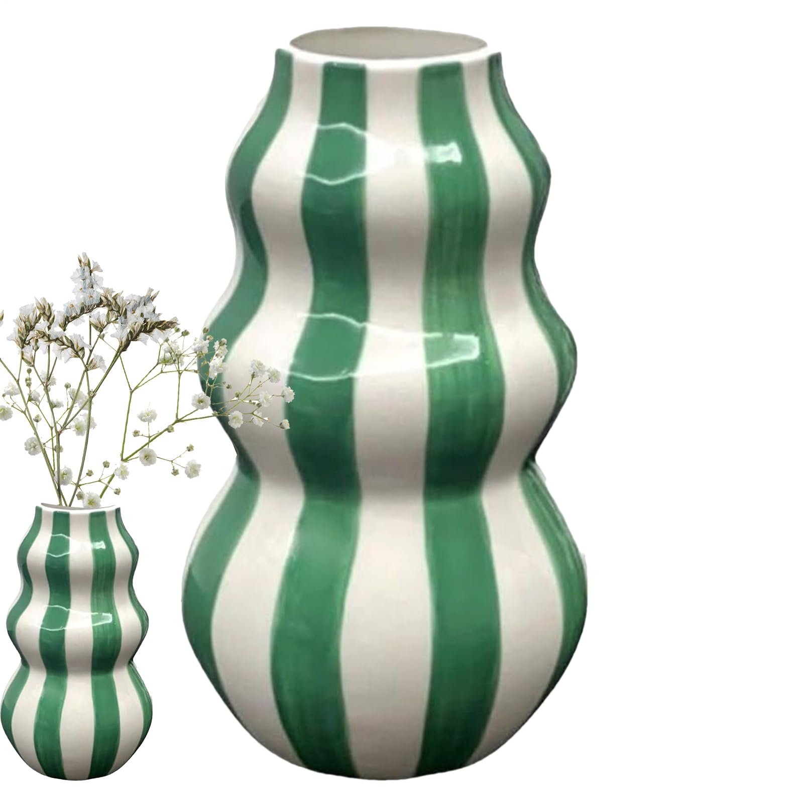 Vase décoratif Teksome à rayures en céramique artisanale pour appartement