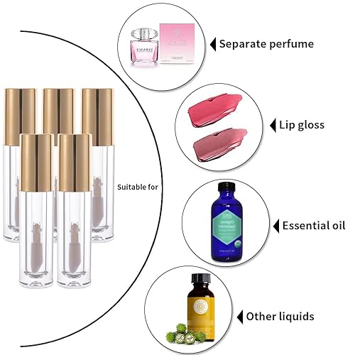 Miniatura 6 de YITOU - 12 botellas vacías de esmalte de labios, 0.2 fl oz, recipientes cosméticos transparentes con aplicador, kit de fabricación de tubos de
