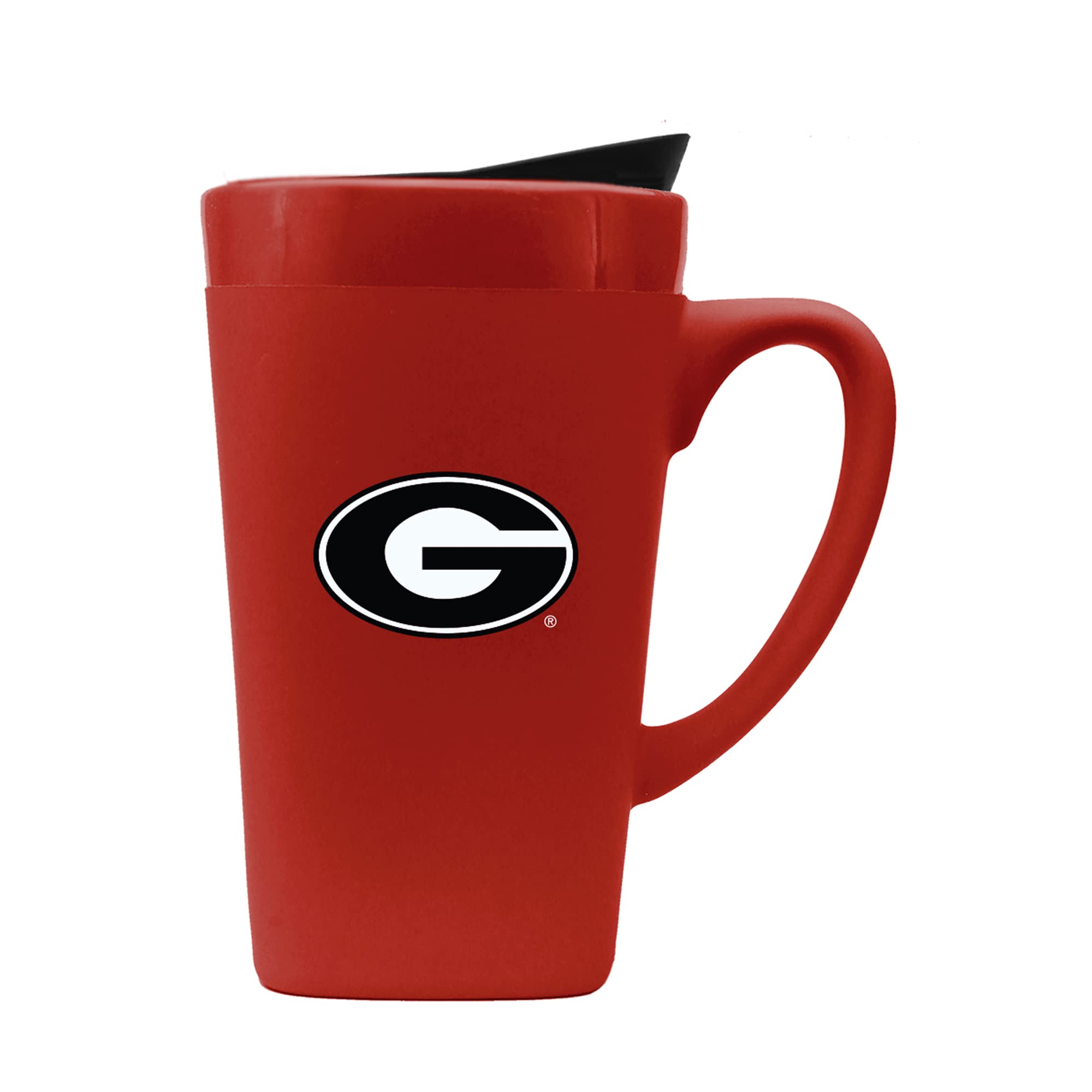 The Fanatic Group University of Georgia Bulldogs Ceramic Mug with Swivel Lid, Design 1 - Red