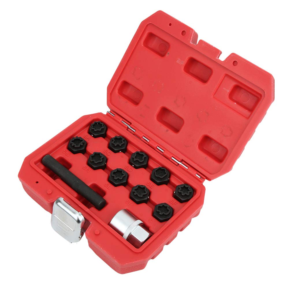 Yctze Douille d'écrou de roue, 12 pièces antivol verrouillage écrou de roue ensemble de douilles installateur de dissolvant outils de clé automobile outils de réparation de