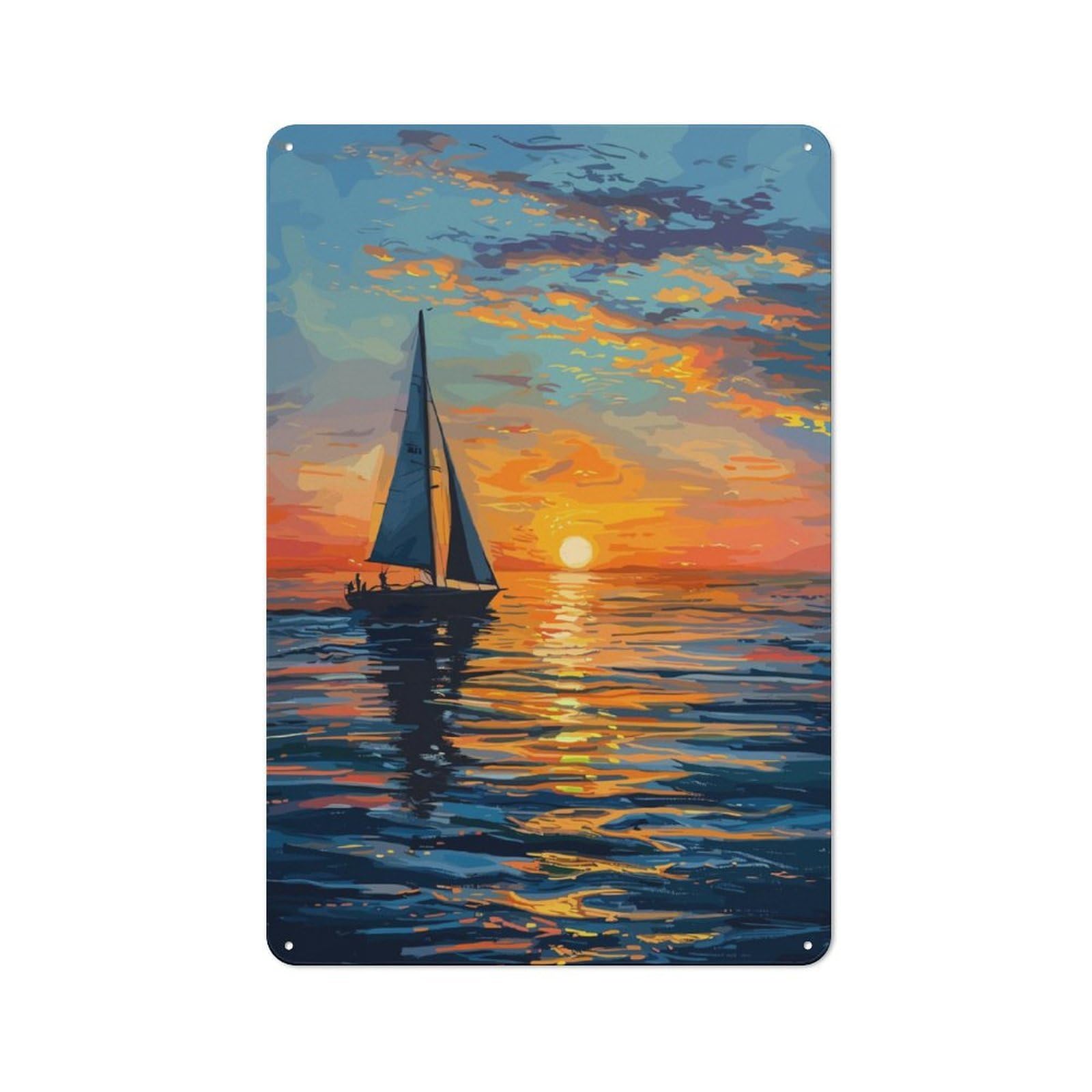 Junmoney Ocean Beautiful Printed Metal Sign 30X20cm For Café Or Restaurant, For Hospitality Interior Collectors