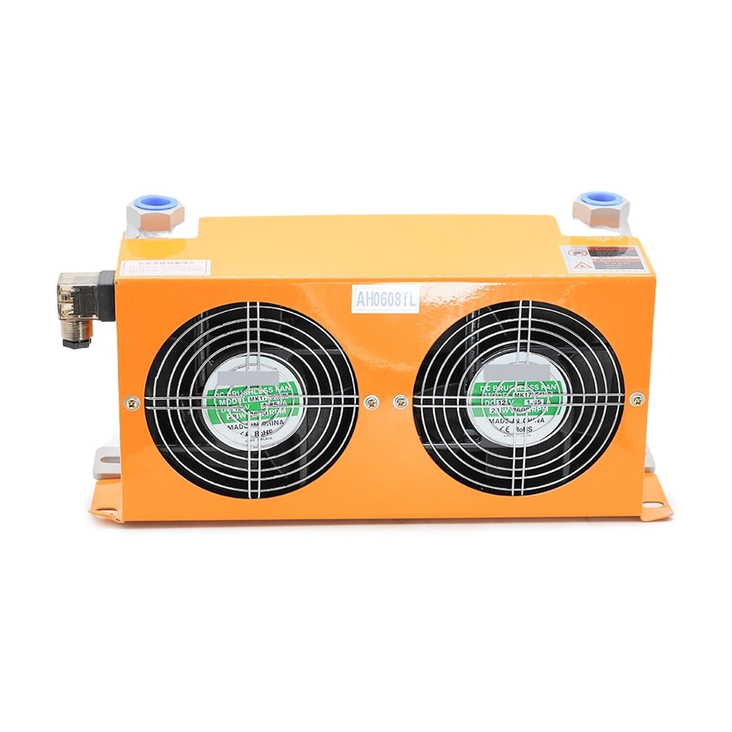 AH0608TL12/24/220/380 Hydraulic Air Cooler Oil Radiator Plate Heat Exchanger for Oil Tank Heat Dissipation Efficient Shock Absorption(220)