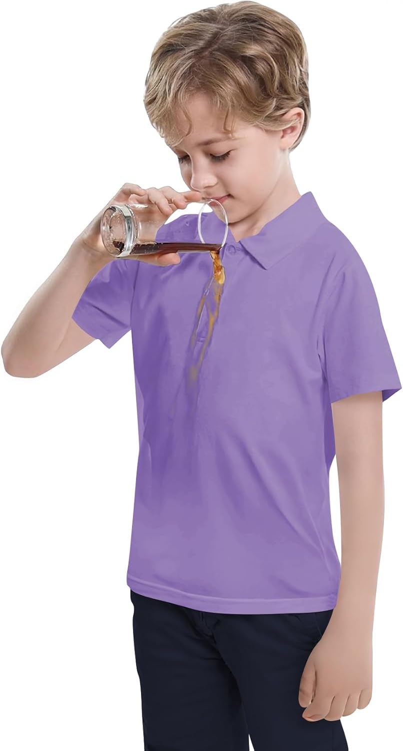 Toddler to Youth Stain Resistant Polo Shirts Kids Collared Golf T-Shirt School Uniform for Boys and Girls