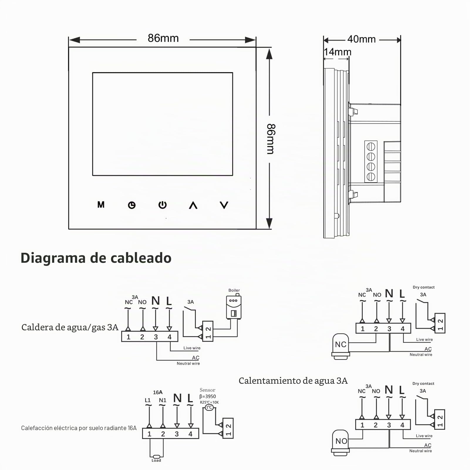 WIFI Termostato de calefacción inteligente Controlador de temperatura digital Control de aplicación de teléfono móvil Pantalla táctil Pantalla LCD Semana Programable Termostato de caldera de gas y