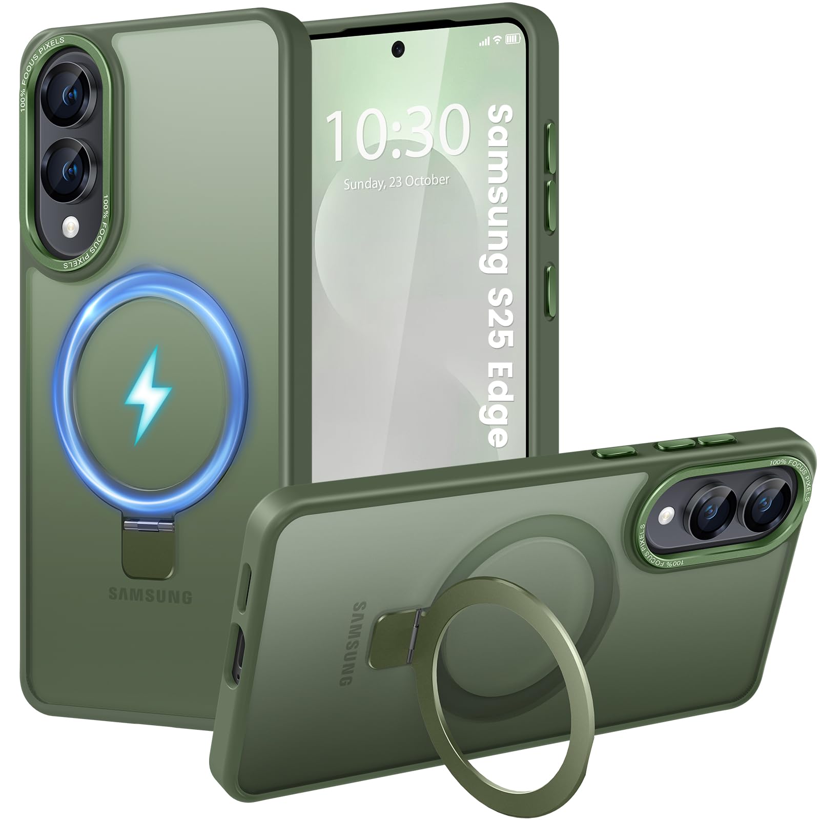 Coque iPhone 15 Pro MagSafe Chicfun avec support anneau bleu - 3