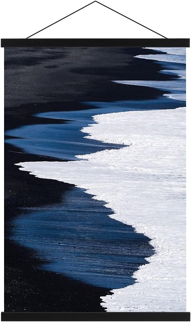 Ywlake Magnetic Poster Hanger, 40x27 40x30 40x60 Poster Frame Wood Wooden Magnet Print Posters Dowel Scroll Hanger Hangers Hanging Kit for Walls Map Canvas Artwork (Black, 40")