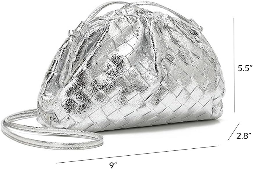 Women Woven Evening Bag Trendy Clutch Purse Crossbody Bag Dumpling Cloud Shoulder Bag Handbags