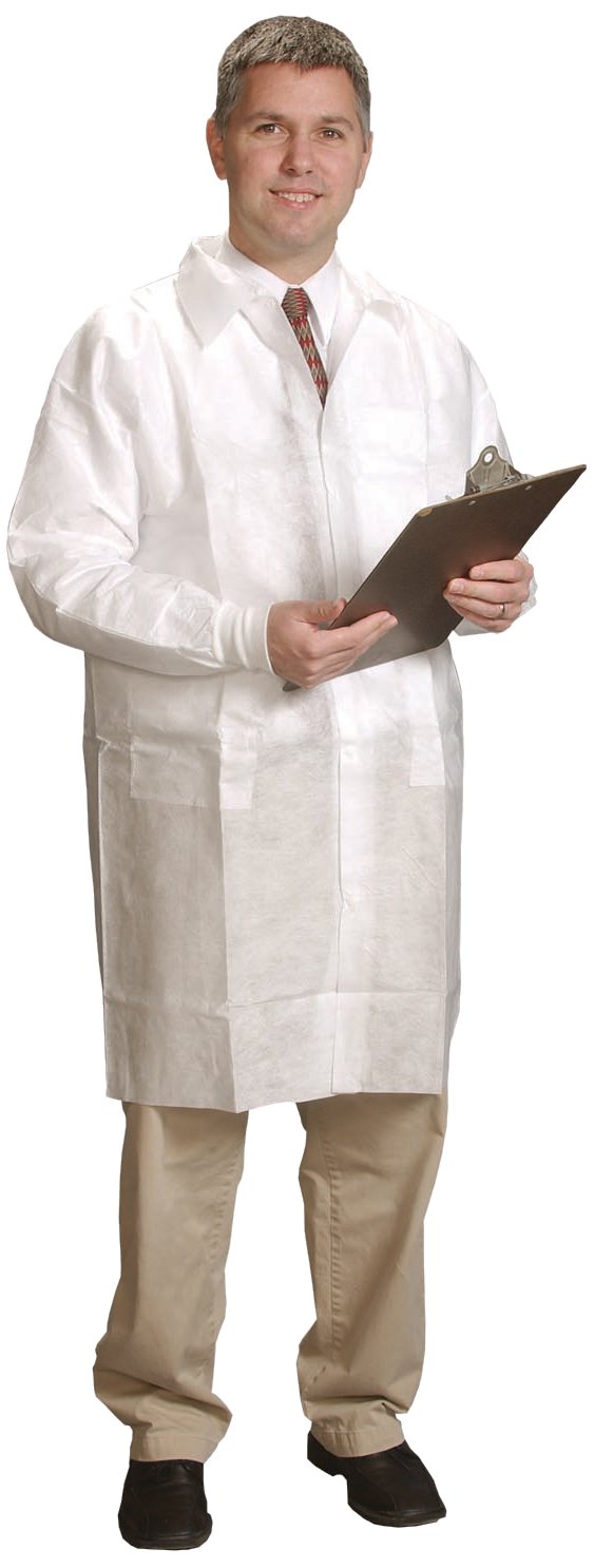 Alpha Pro Tech Critical Cover LC-31632-5 AlphaGuard Lab Coat, Tapered Collar, Knit Wrist, 3 Pockets, Snap Close, Serged Seams, Blue, 2X Size (Case of 30)