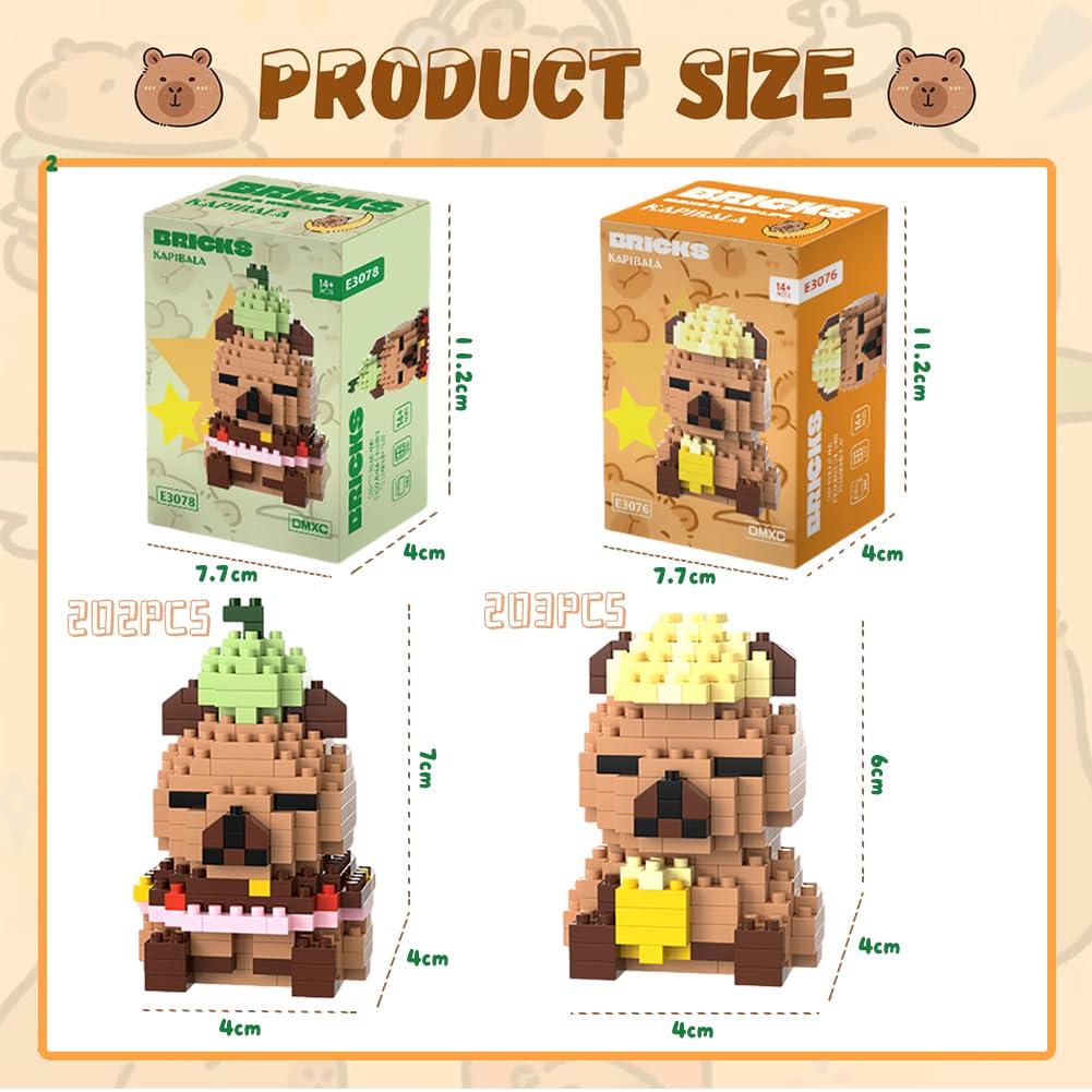 Capybara Building Blocks Anime Model Micro Blocks 3D Puzzle Micro Brick Figures Toys Plastic Model Kits Micro Building Block Puzzle Children DIY Block 2PCS(B) - Image 2
