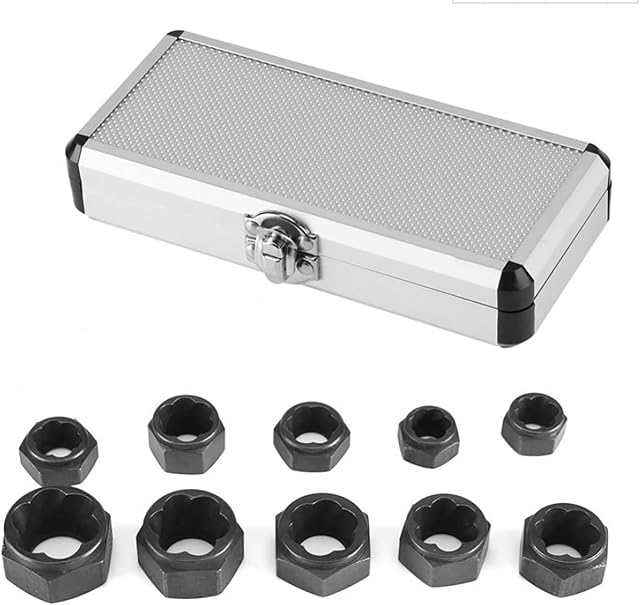 Impact Bolt and Nut Extractor Set,10Pcs/Set Remover Nut Extractor Socket Tool for Removing Damaged, Dead, Rusted, Rounded-Off Bolts, Nuts & Screws