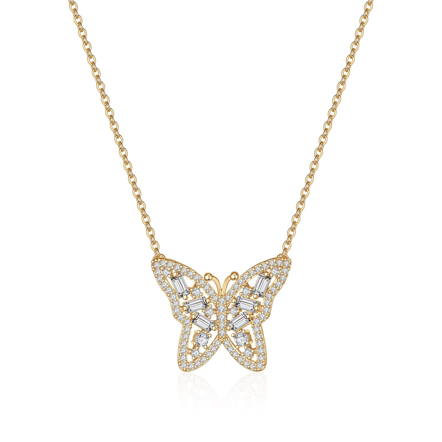 Collane Elegante Farfalla Signora Ciondolo Collana Signore Pendente Banchetto Moda squisita Elegante Collana Gioielli Collana da Donna (Metal Color : GOLD2)