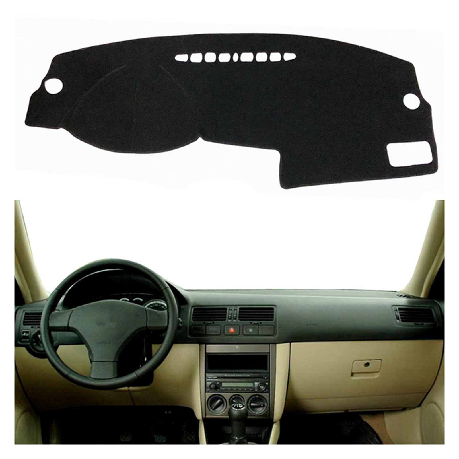 Center Konsole Für VW Für Golf 4 1997-2003 Dashmat Sonnenschutz Teppich Kissen Innenausstattung Dashboard Abdeckung Matte Pad Armaturenbrett Matte Interior | Black(Black Edge)LHD