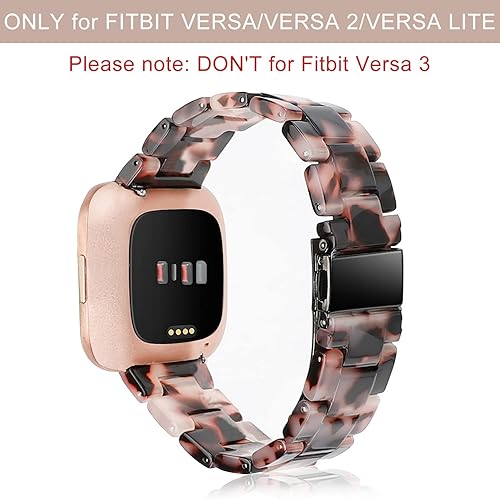 Miniatura 2 de Wearlizer Resina y acero inoxidable compatible con correas Fitbit VersaVersa 2Versa LiteVersa SE para mujeres y hombres, reemplazo ligero compatible