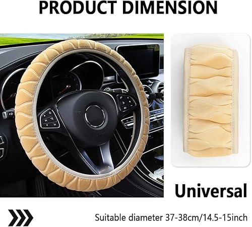 Miniatura 2 de Funda mullida para volante de automóvil, protector cómodo y cálido para decoración de automóvil, fundas universales de 15 pulgadas, accesorios