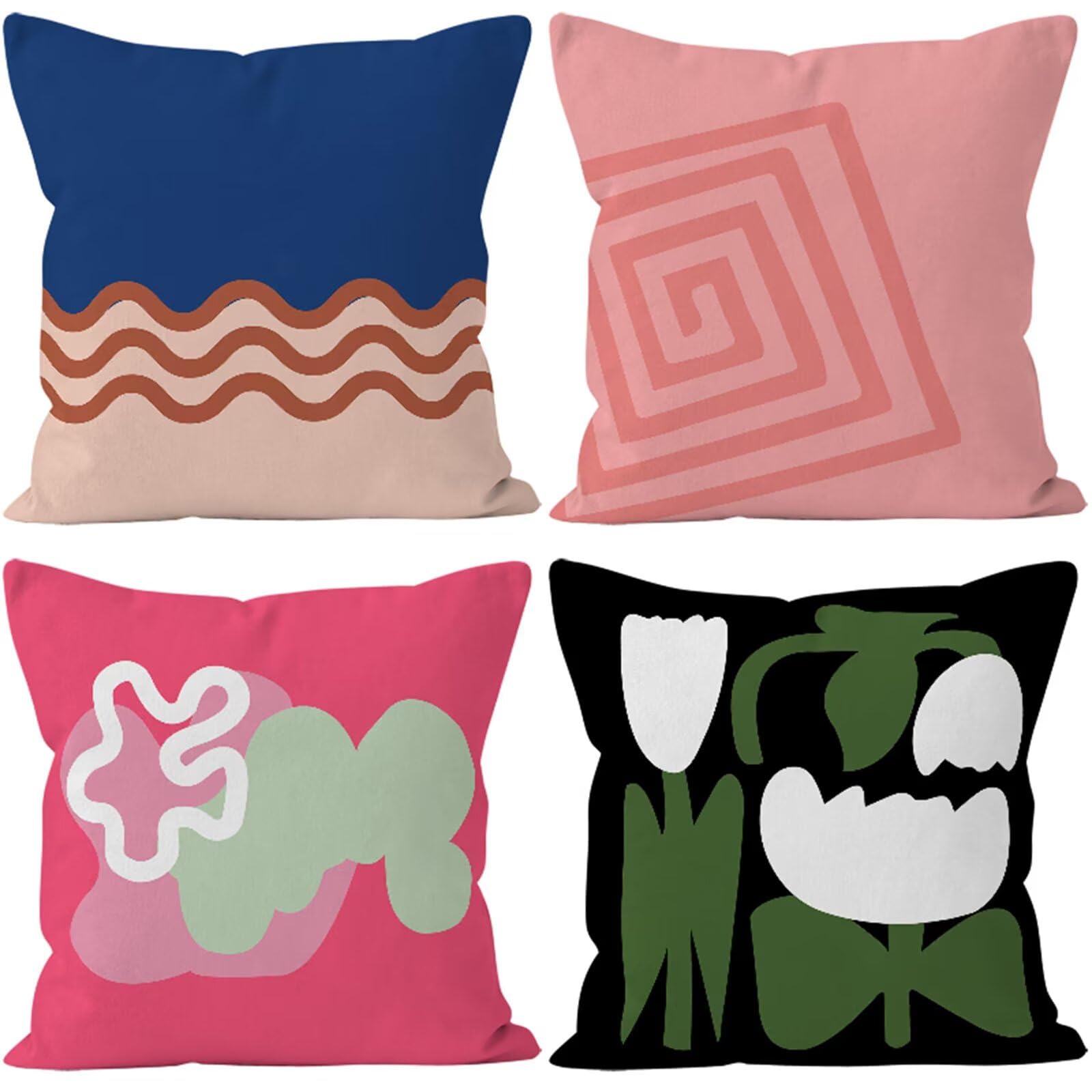 Juego de 4 Funda Cojin 80x80cm Fundas Cojines Sofa Simple Doble Cara Suave Cojines Exterior Impermeable Nórdico Cuadrado Funda de Almohada para Sofá Coche Cama Sillas Cojines Decorativos S-7245