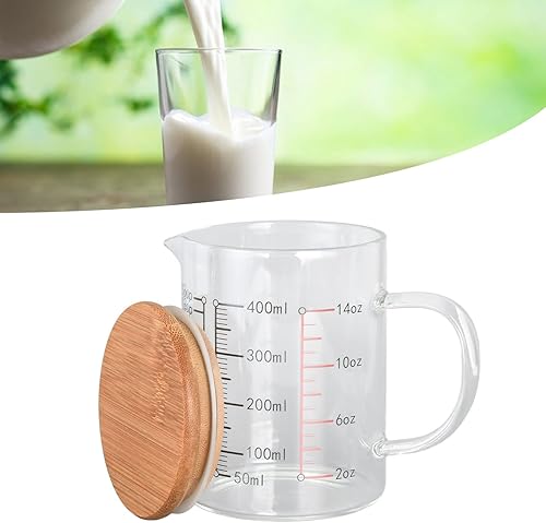 Miniatura 9 de Vaso medidor de vidrio, con boquilla en forma de V, con mango aislante, tazas medidoras de líquidos con tapa, para el hogar, uso en restaurantes