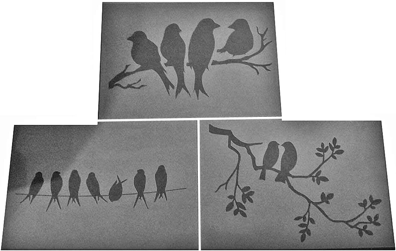 Shabby Chic Stencil Pack A5 (210x148mm) Birds in Trees Selection Plastic Sheet