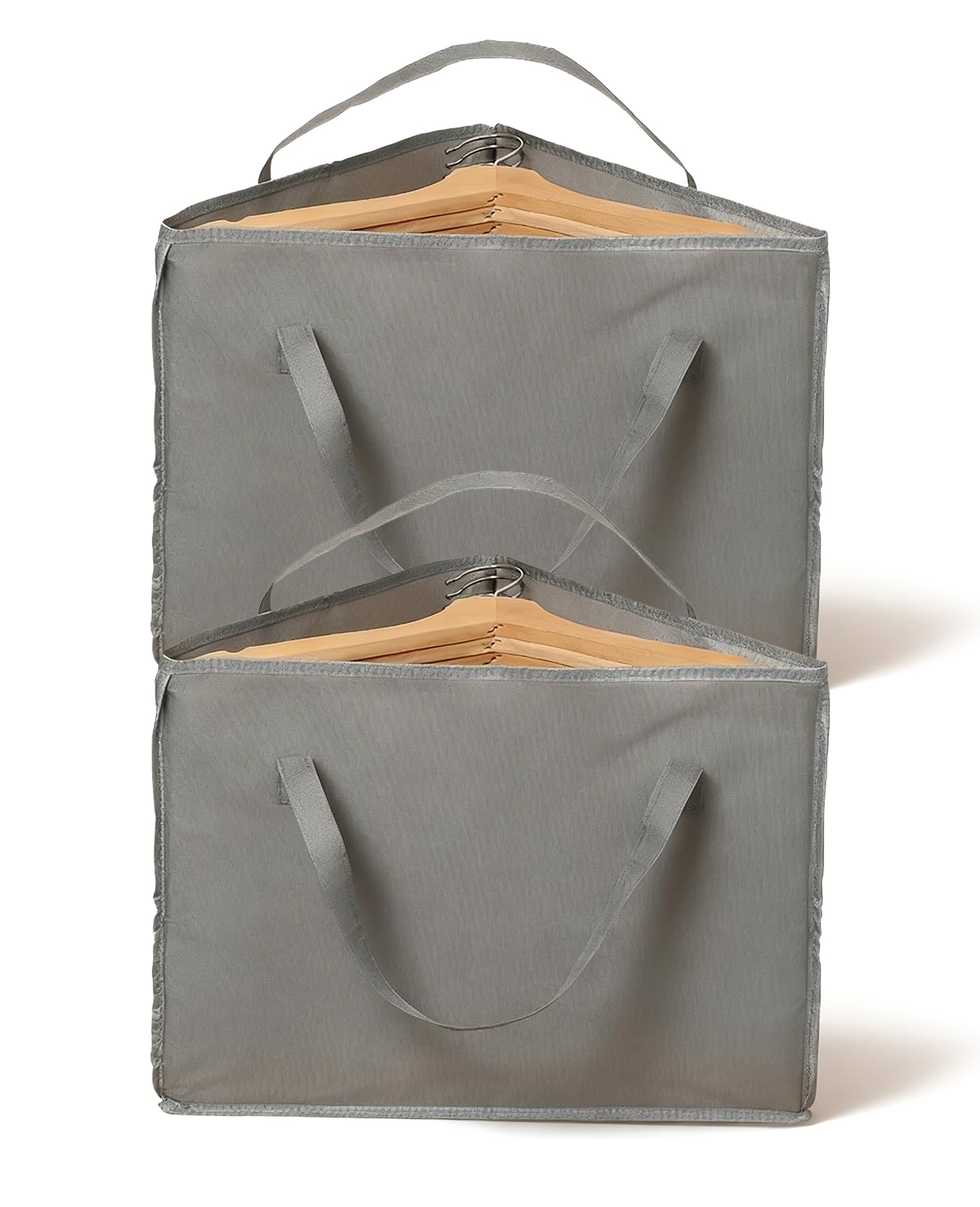 Hommova Grey 2 Pcs Coat Hanger Storage, Foldable Coat Hanger Storage With Two Carry For Travelling (Grey)