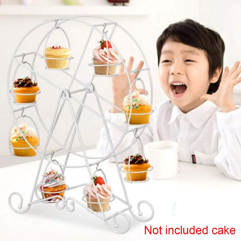 Alzata per Torta a Ruota panoramica in Metallo, Alzata per Torta a Forma di Ruota panoramica 8 Cupcakes Espositore per Feste a Tema Carnevale e Circo, Matrimonio, Pasticceria