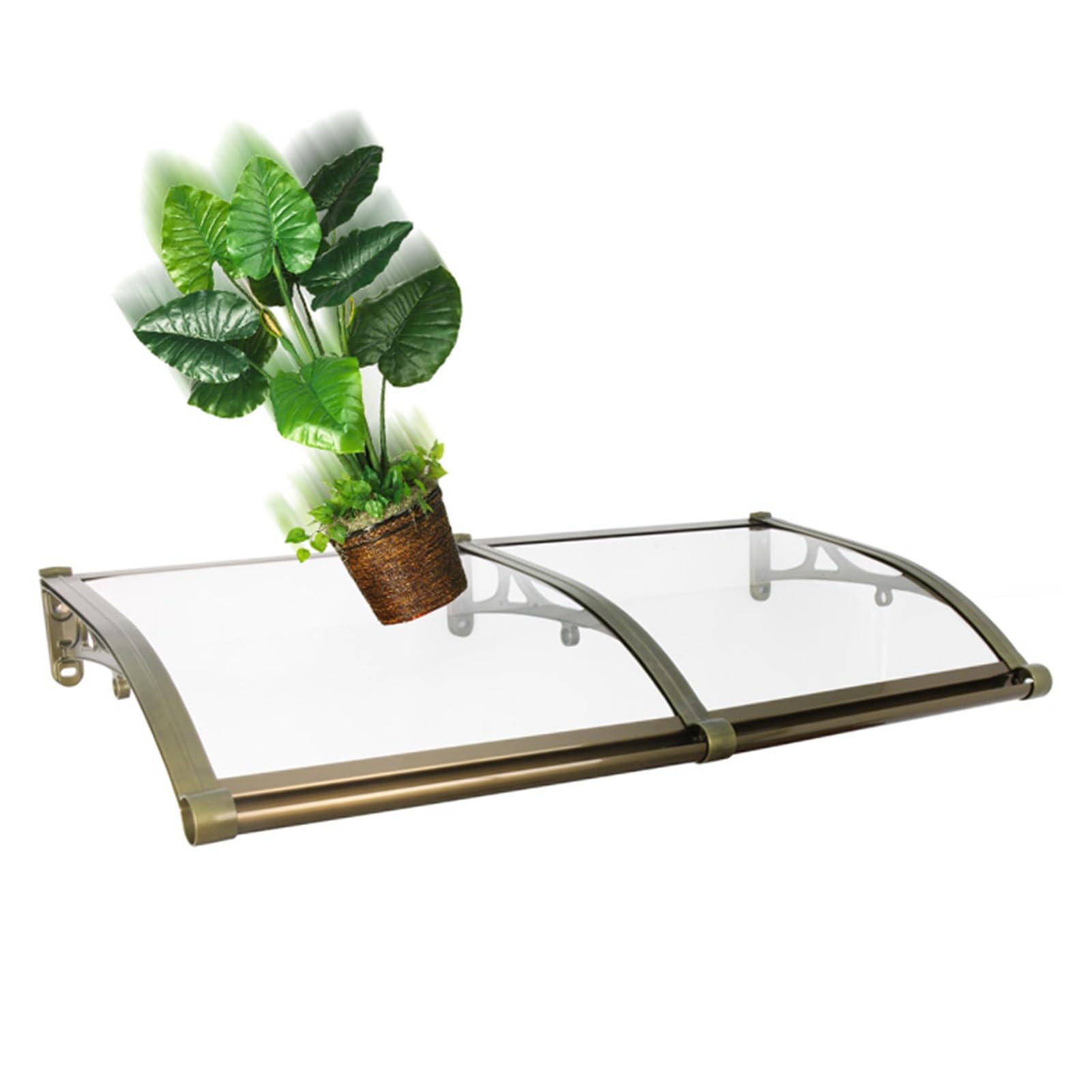 Auvent de porte polycarbonate 80x380 abri marquise extérieur pour pluie et soleil