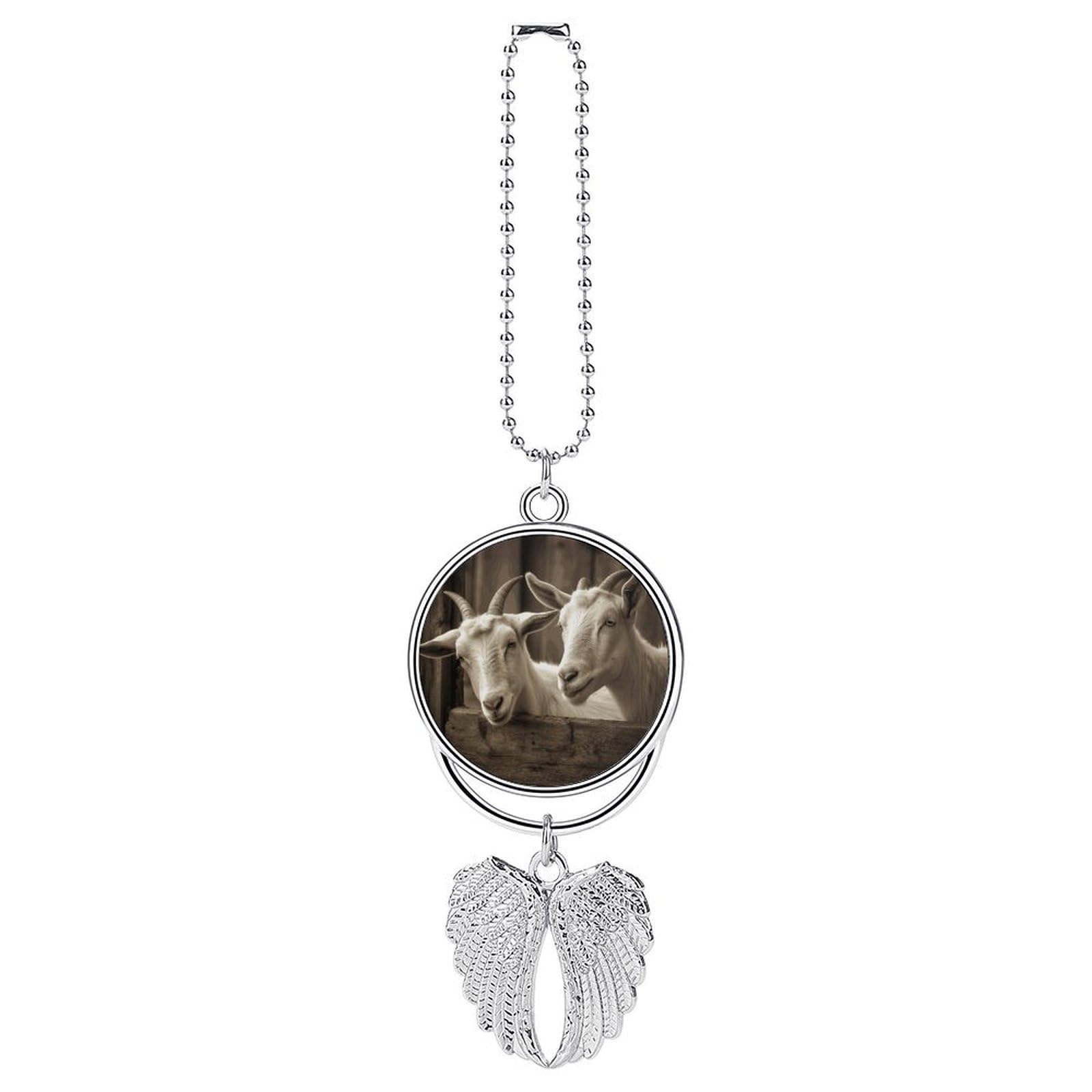 White Goat Car Charm Alloy Car Rear View Mirrors Hanging Ornaments Stylish Car Pendant Funny Auto Hanging Accessories Car Hanging Ornaments Gift for Women Men
