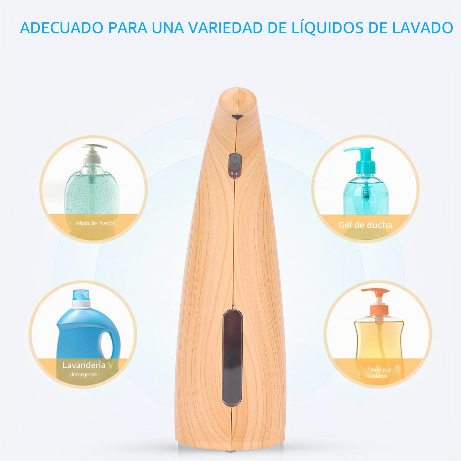 Dispensador de Jabón por Inducción Contenedor Automático de Jabón de Grano de Madera Clara Sin Contacto Adecuado para Baño Cocina Restaurante Y Hotel