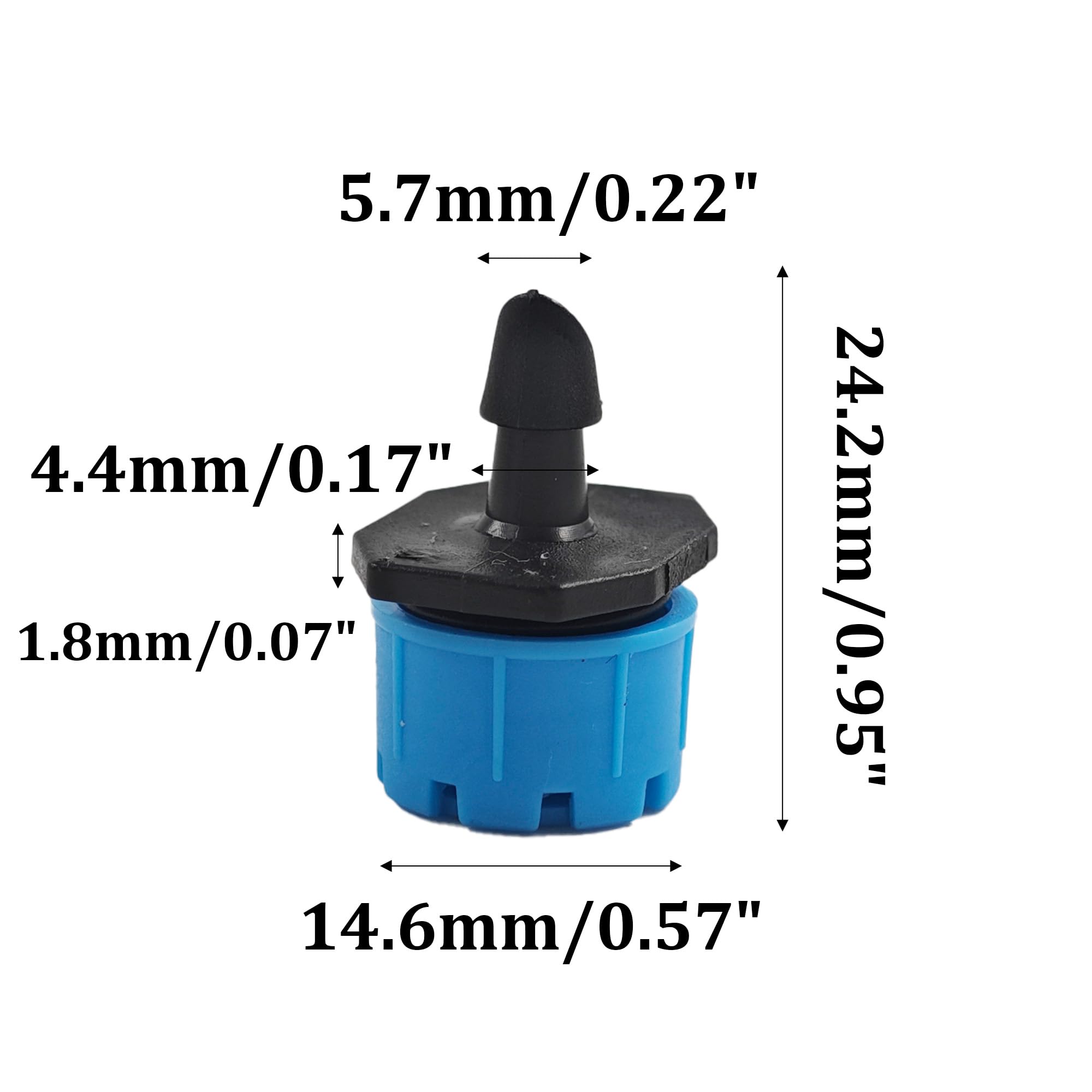 Runseaway 120Pcs 360 Degree Adjustable Irrigation Drippers Sprinklers, 1/4 Inch Anti-Clogging Emitters for Drip Watering System, Garden Irrigation, Red&Blue