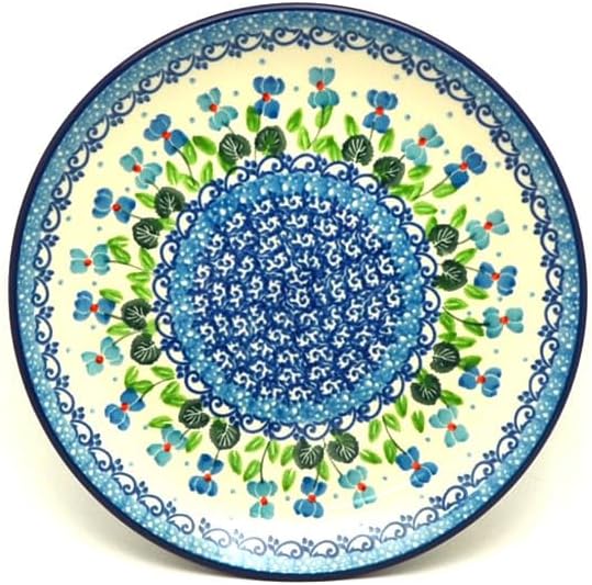 Polish Pottery Plate - Salad/Dessert (7 3/4") - Dutch Iris