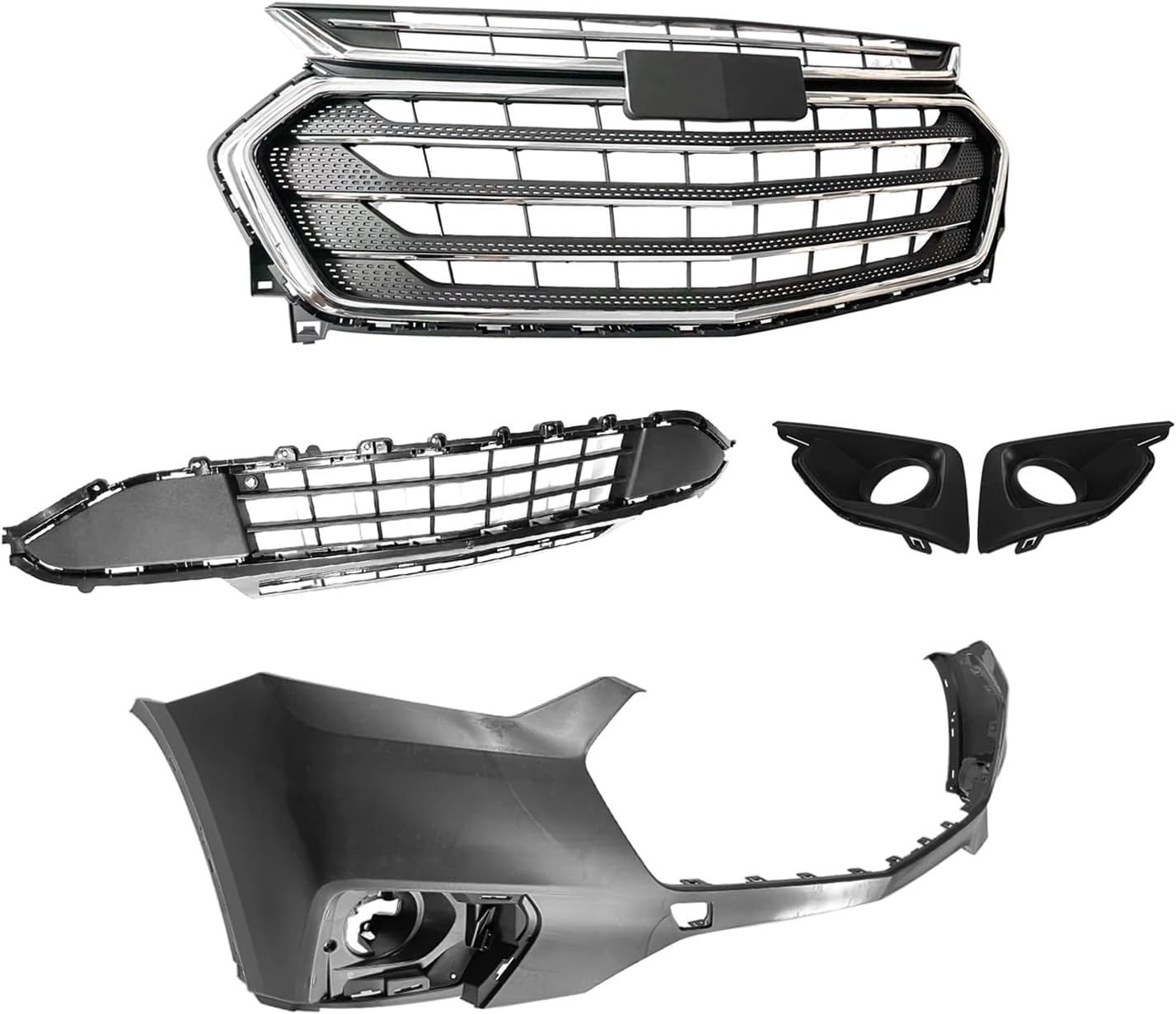 Traverse Front Bumper Cover Kit Compatible with 2018 2019 2020 2021 Chevy Traverse High Country,LS,L,LT,Premier,RS,True North Sport Utility 4-Door,W/Upper and Lower Grilles & fog lights - Image 6