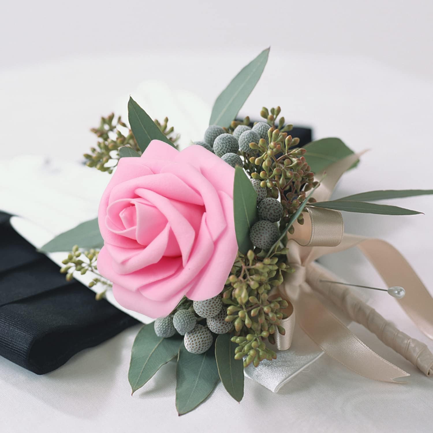 Artificial Roses Flowers 50pcs Real Looking Foam Fake Roses with Stems for DIY Wedding Bouquets Bridal Shower Centerpieces Party Decorations (50, Dark Pink)