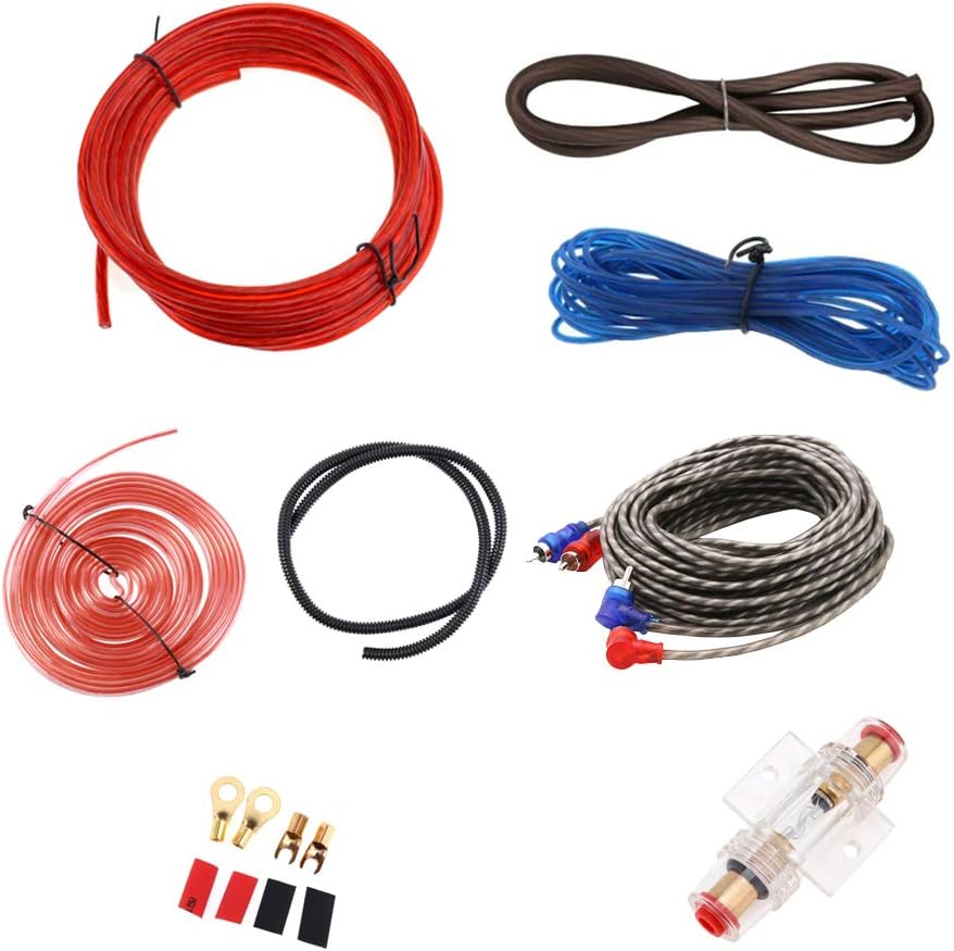 Car Amplifier Wiring Kit Audio Subwoofer AMP RCA Power Cable AGU FUSE 8 Gauge GA AWG Wire Install Connector Holder Automotive Van