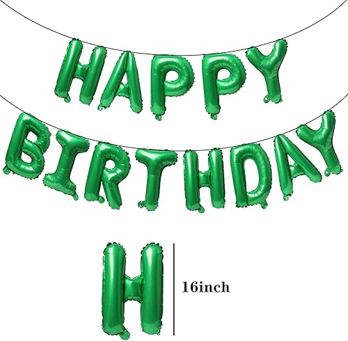 Miniatura 2 de Globos de cumpleaños de papel de aluminio verde de 16 pulgadas para suministros de fiesta de cumpleaños