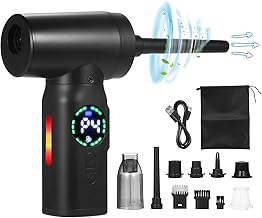 Moniss Espanador de ar comprimido - Limpador com motor sem escova de tela digital, 120 W 110000 RPM 7500 mAh Espanador de ar elétrico Limpador de espanador de ar elétrico Substituir lata de ar, espanador de computador Limpeza de carro