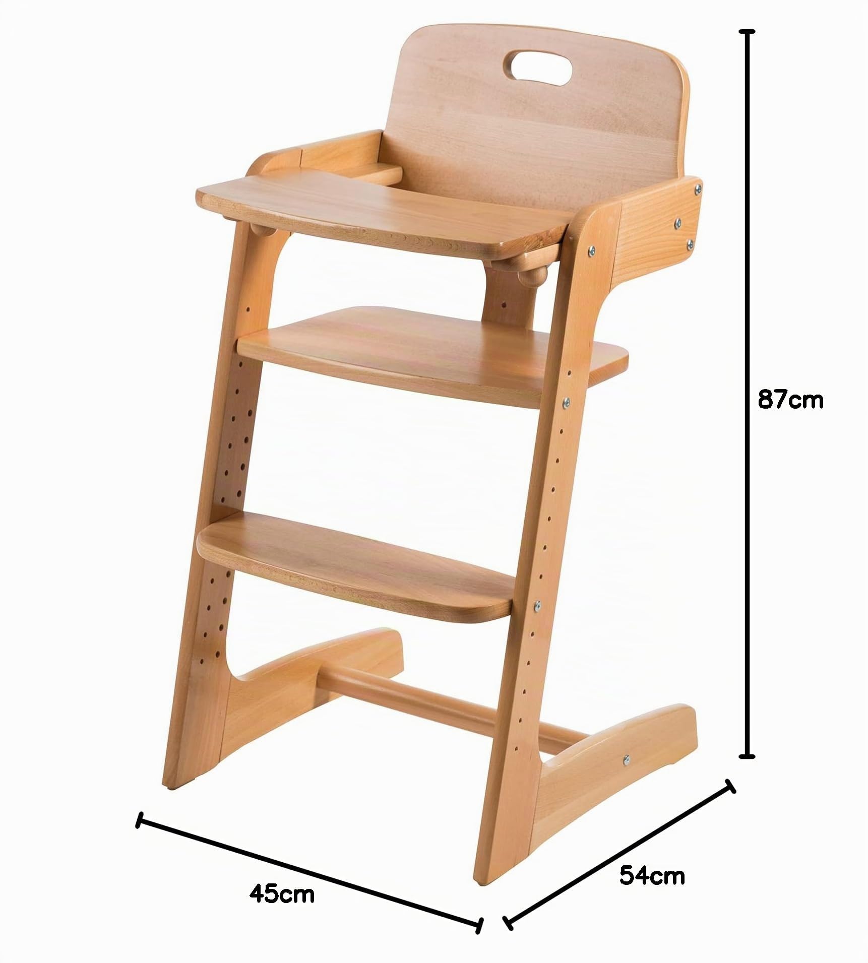 roba Chaise Haute Évolutive en Bois Massif Kid Up + Plateau Repas Détachable - Hauteur Réglable - 6 Mois jusqu'à 50 kg - Naturel