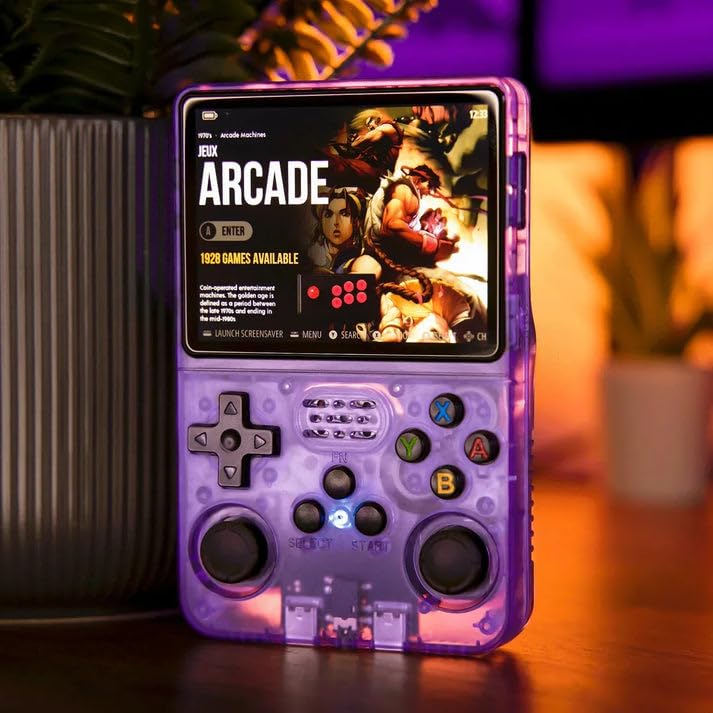Image of R36S Handheld Game Console, 3.5-inch IPS Display, 64GB Storage, Linux System, 8-Hour Battery Life (Purple)