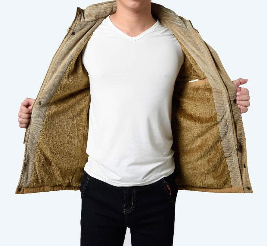Men Fleece Outdoor Thick Windbreaker Jacket Trench Coat Hood with Removable