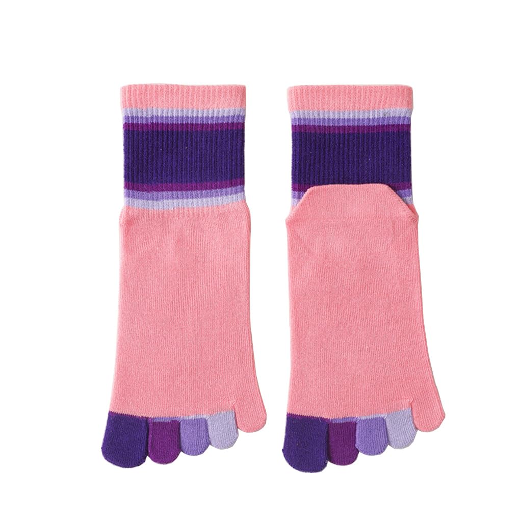 Calcetines de algodón para niños, calcetines de cinco dedos calcetines de rayas arco iris para niñas niños 2-10 años, 6 pares