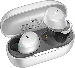 TOZO A1 Mini fones de ouvido sem fio Bluetooth 5.3 intra-auriculares com microfone integrado, à prova d'água IPX5, som imersivo, fone de ouvido com conexão de longa distância e estojo de carregamento