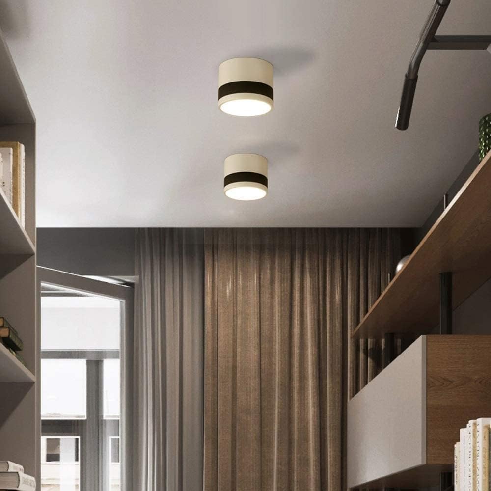 Wpuszczane lampy sufitowe Światła pasażowe Oprawa typu downlight Prosta nowoczesna lampa sufitowa LED Ganek Szatnia Reflektor 7W(Bianco,Black+white circle)