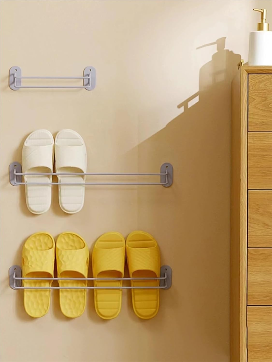 Wall-Mounted Slipper Rack Organisers，Slipper Holde 2 Pcs Shoe Rack Bathroom And Toilet Placed On The Back Shelf Of The Bathroom Door For Shoes(Grey)
