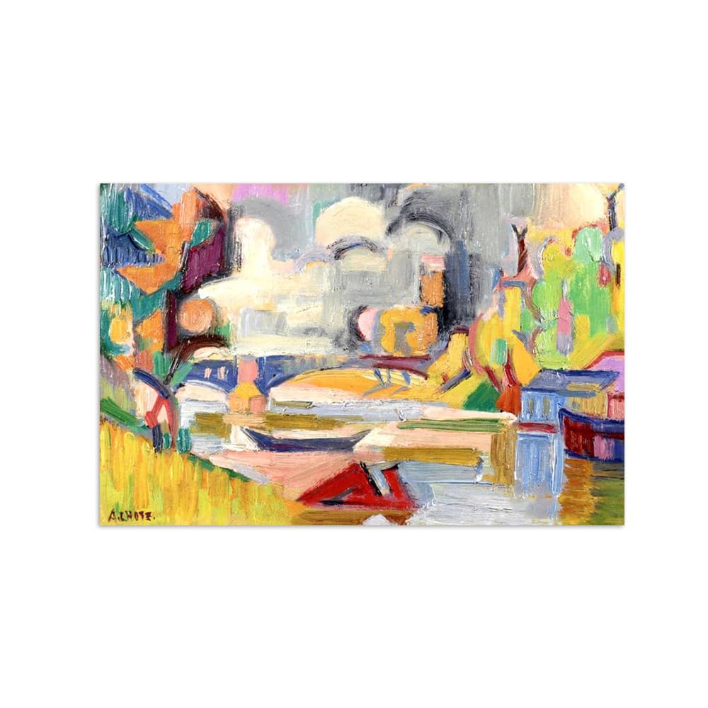 SDYSKKUG André Lhote Famous Wall Art for Living Room. Canvas Prints. Banks of River. Artwork Painting Reproduction Modern Home Decor 120x80cm Unframed