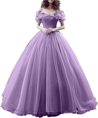yinyyinhs Tulle Ball Gown Cinderellas Off Shoulder Quinceanera Dress Wedding Dresses Evening Formal Gown
